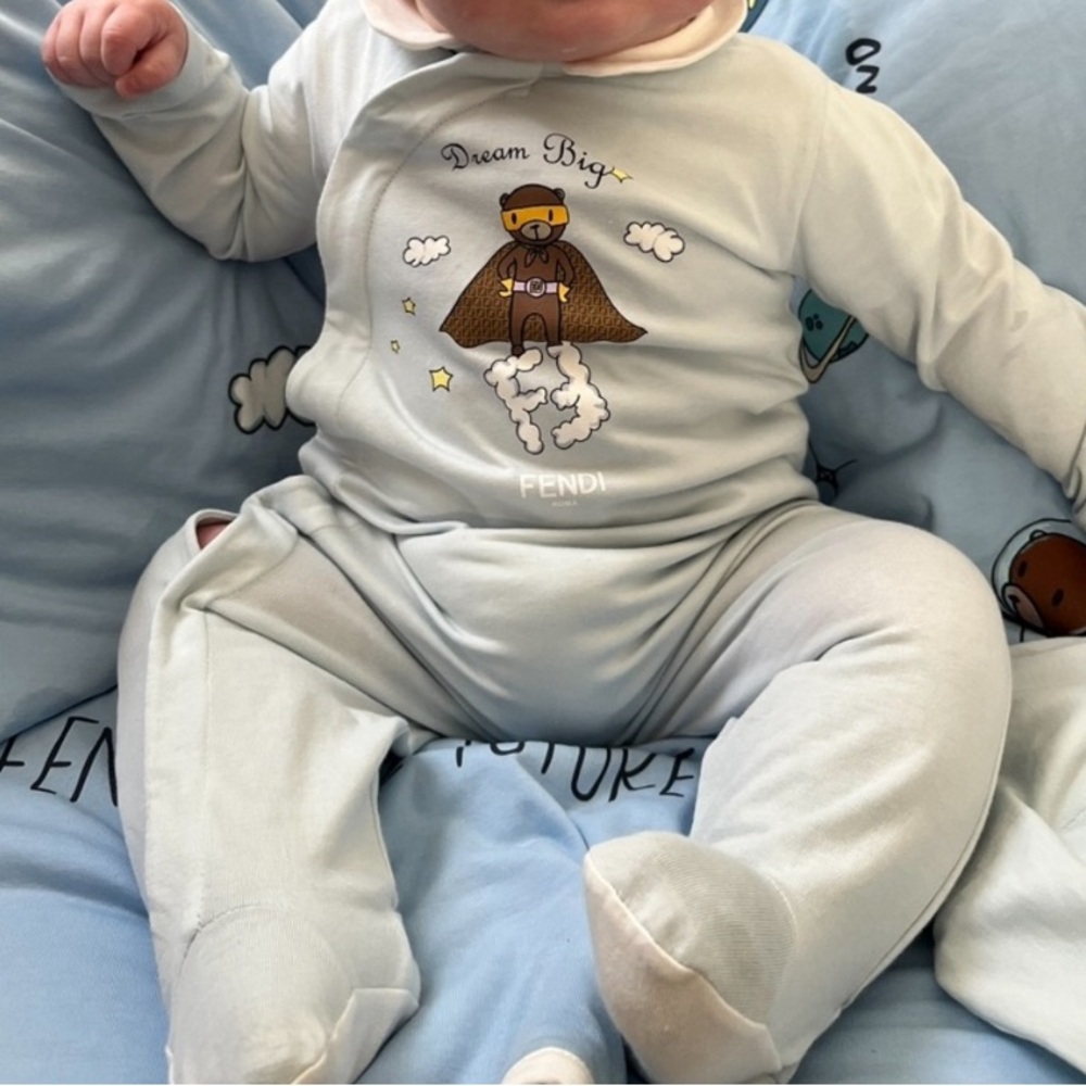 Fendi Blue Footies One Piece with Playful Design